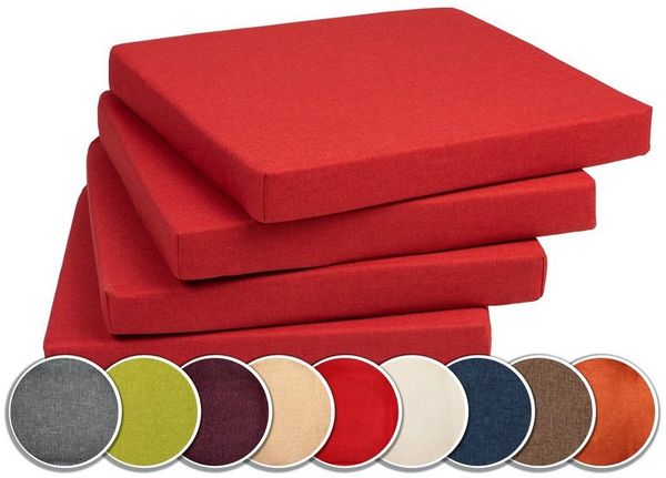 sunnypillow Stuhlkissen 4er Set Kissen 40 x 40 x 5 cm, Sitzkissen Sitzauflage für Stühle, Bänke