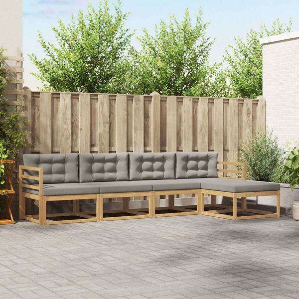 vidaXL Outdoor-Sofagarnitur 4 pcs Weiß und Hellgrau Polyester 3386290