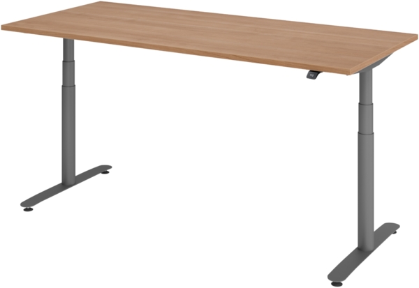 bümö elektrisch höhenverstellbarer Schreibtisch 180x80 cm mit Memory, Bluetooth & App-Steuerung - Schreibtisch höhenverstellbar elektrisch , elektrischer Schreibtisch Nussbaum, Gestell graphit, XDLR-19-N-G