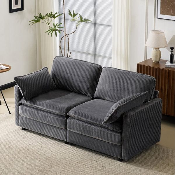 BBWL 2-Sitzer Modernes Sofa, bequemes Wohnzimmer Sofa, Schlafsofa, Holz & Stoff, kompakt, platzsparend, gemütlich, skandinavischer Stil
