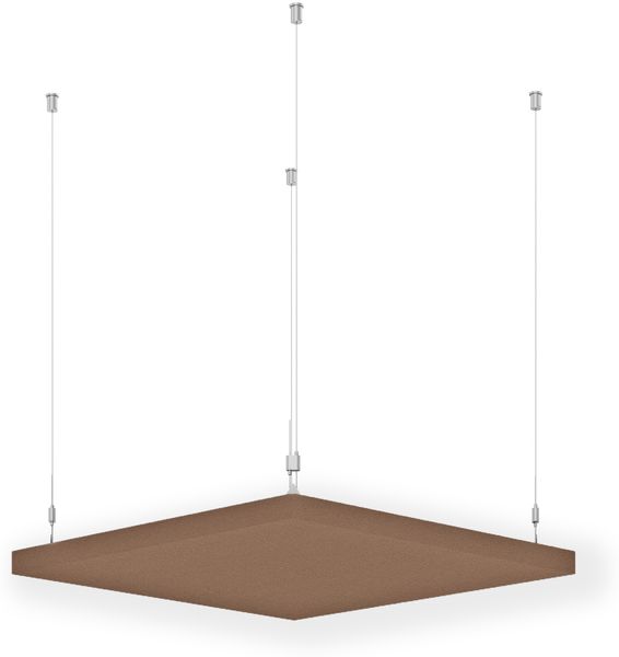 Rheinland Möbel FocusWall DAQ0303 – Quadratischer Akustik-Deckenabsorber 30×30 cm in Stofffarbe Sandstorm inkl. Chrom-Stahlseilen - Made in Germany - Klasse A, Stoffbezug, schwer entflammbar
