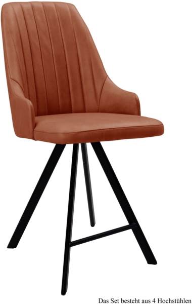 Thekenstuhl drehbar (4er-Set) Diannah 52x108x60 Schwarz/Cognac