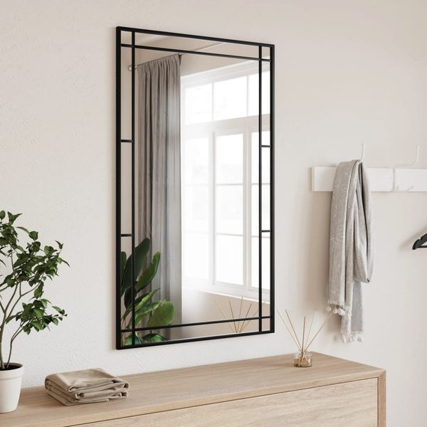 vidaXL Wandspiegel Schwarz 60x100 cm Rechteckig Eisen 358631