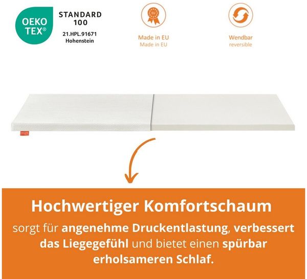 sleepling, Topper in weich, fest und extra fest, 3 Härtegrade, 5 cm hoch, ab 100 kg, mit 4 elastischen Eckbändern, für alle Schlaftypen, Ökotex
