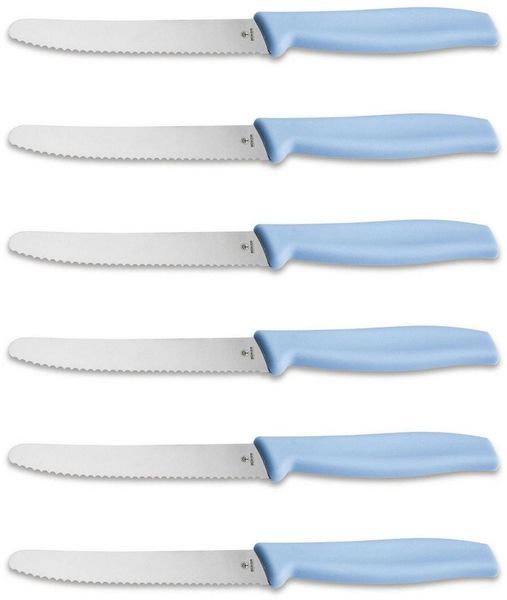Böker Manufaktur Solingen Brötchenmesser Böker Brötchenmesser mit Wellenschliff Hellblau (6 Stück)