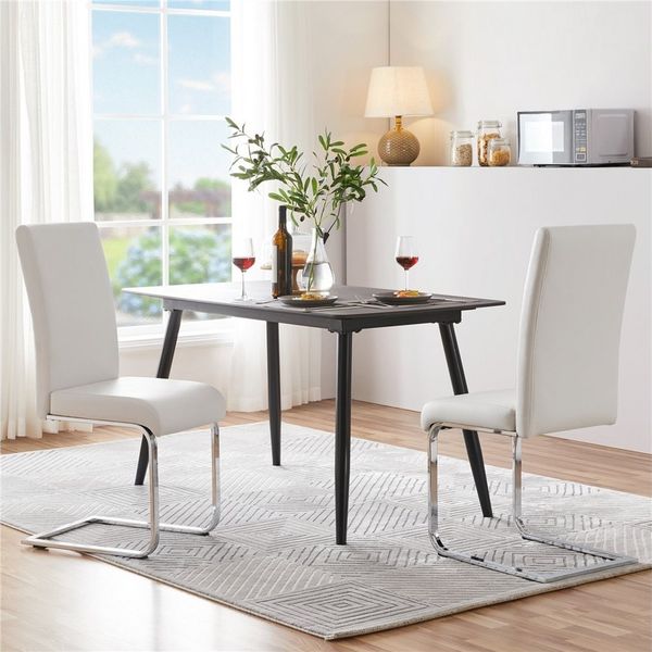 Yaheetech Esszimmerstuhl 2/4/6-er Küchenstuhl (6 St), Schwinger Polsterstuhl mit Ergonomischer Rückenlehne & Metallbeine