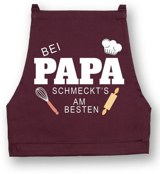 Youth Designz Grillschürze Herren Schürze Bei Papa Schmeckt es am besten Print Kochschürze, mit lustigem Spruch & Logo Aufdruck