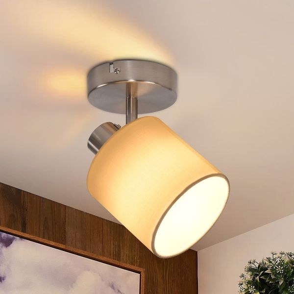 ZMH Wandleuchte Innen Wandstrahler Vintage - Wandlampe Wandspot Retro E14 Schwenkbar Wandbeleuchtung Wand Lampen Industrial Stoffschrim MAX. 40W Silber für flur Küche, ohne Leuchtmittel