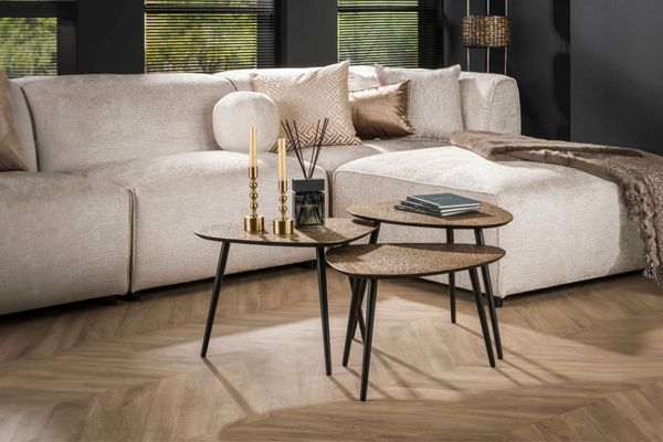 KAWOLA Couchtisch LAUCA Set 3-tlg. Metall bronze dreieckig 43 x 48 x 54 cm