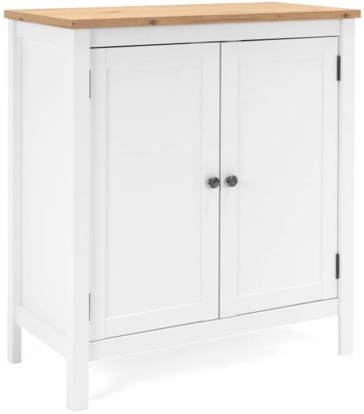 Homestyle4u Sideboard, Kommode, Wohnzimmerschrank, Anrichte, Weiß/Natur, 90 x 40 x 80 cm