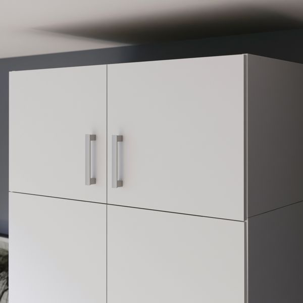 Forte ECONOBOX Schrankaufsatz 90, 2-türiger Drehtürenschrankaufsatz, Holzwerkstoff, Weiß, 88,9 cm breit, 38,1 cm hoch, 54,2 cm tief