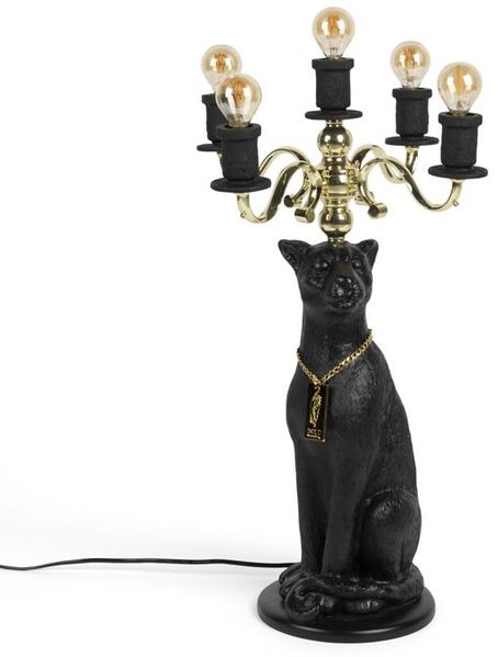 Bold Monkey Stehlampe Gekrönter Panther | Schwarz & Gold