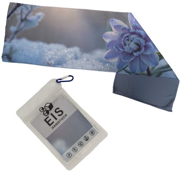 speecheese Sporthandtuch Pastellblaue Blume Eishandtuch mit Eiskristallen