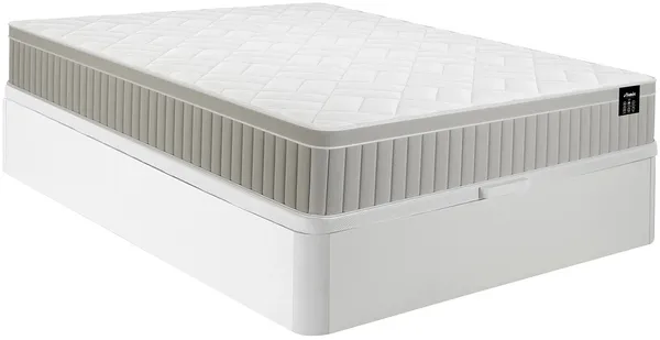 Vente-unique - SOMIRA Mattress and bed base set StoffHolz, Platte Weiß - B 140 cm x H 30 cm x L 190 cm