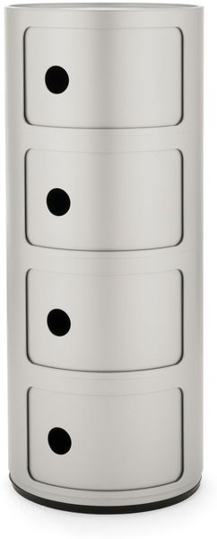 Kartell Componibili, 4 Elements, Silber, Runde Basis