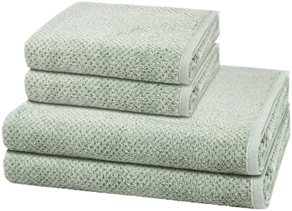 Cawö Pure 4 tlg. Frottier-Set - 2 X Handtuch (50 X 100cm), 2 X Duschtuch (80 X 150cm) - 494 g/m2 - Eukalyptus