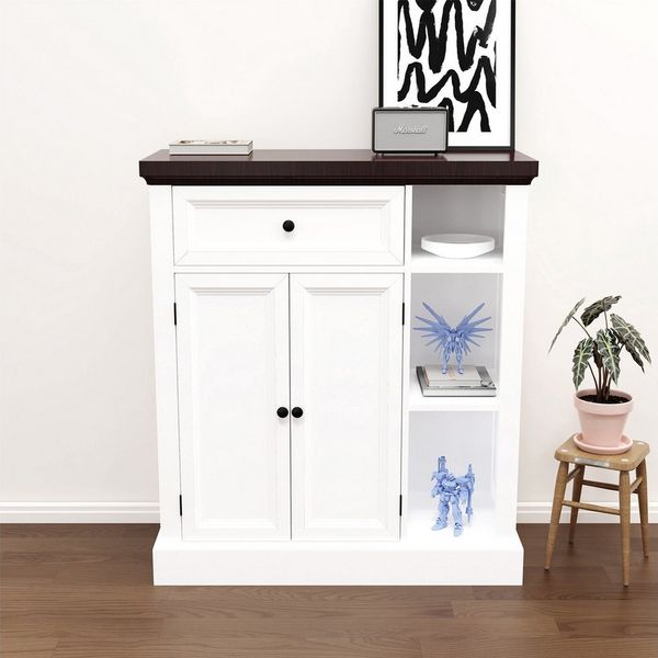oyajia Badkommode Badezimmerschrank mit Schublade & verstellbaren Einlegeböden (Unterschrank Badschrank Badezimmermöbel, 75 x 30 x 80 cm)