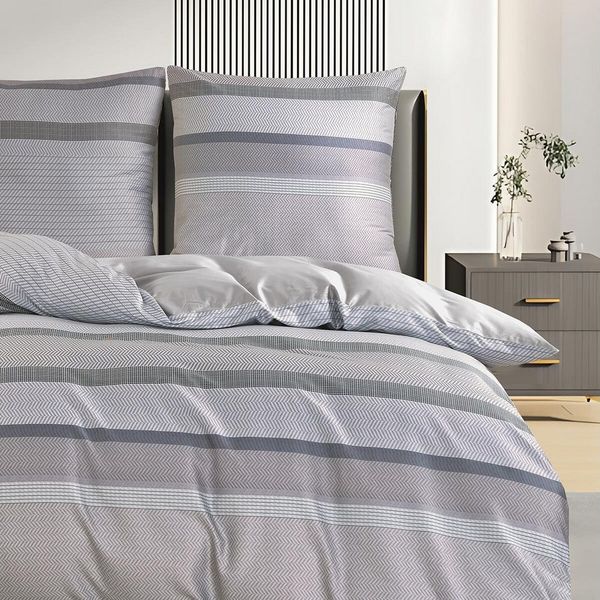 TRAUMSCHLAF Bettwäsche Streifen, Mako Satin, 3 teilig, hervorragende Verarbeitung und Qualität