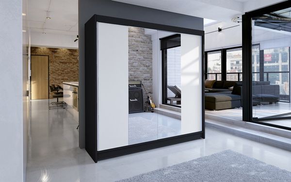 Kleiderschrank Talin II, ohne Beleuchtung, Farbe: Schwarz / Weiß