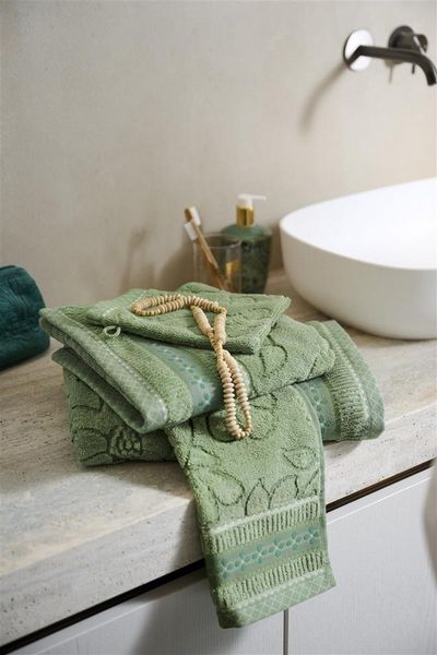 PiP Studio Waschhandschuh Jasmin Jaquard Waschhandschuh green 16x22cm (1 Stück) bh, 100% Baumwolle (325903)