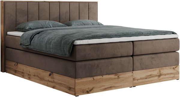Boxspringbett BELLISSIMO KING, Doppelbett mit Multipocket-Matratze, Polsterbett mit Kopfstütze - 140 x 200 cm - Braun Velvet - H4 Bild 4