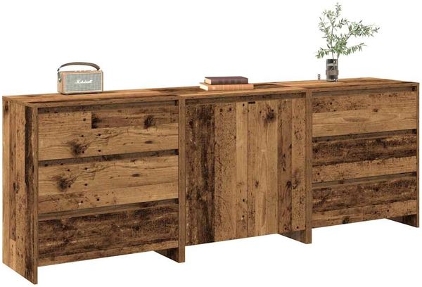 vidaXL 3-tlg. Sideboard Altholz-Optik Holzwerkstoff 3329179