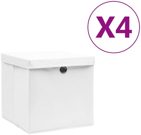 vidaXL Aufbewahrungsboxen mit Deckeln 4 Stk. 28x28x28 cm Weiß 325208