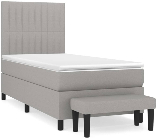 vidaXL Boxspringbett mit Matratze Hellgrau 80x200 cm Stoff 3136709