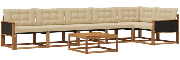 vidaXL Outdoor-Sofagarnitur mit Kissen 7 pcs Natur und Beige 3381465 Bild 2