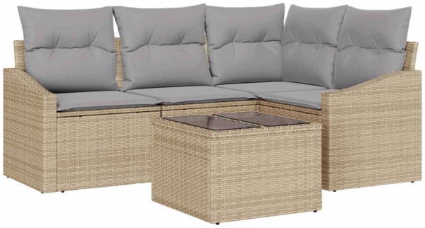 vidaXL Sofa Set mit Kissen 5 pcs Beige und Hellgrau Poly-Rattan 3355379