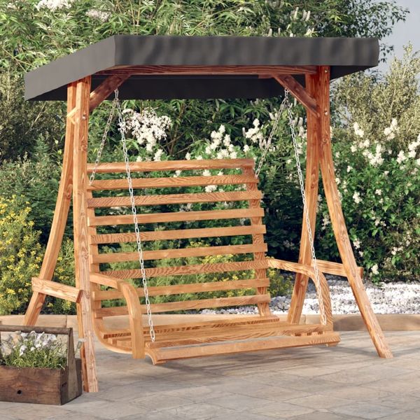 vidaXL Hollywoodschaukel mit Dach Massivholz Fichte mit Teak-Finish 3200628