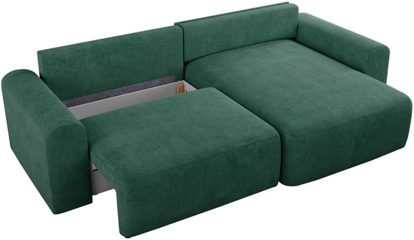MKS Meble 'Nelson' Ecksofa mit Schlaffunktion und Bettkasten, L-form, Grün, Stoff Bild 5