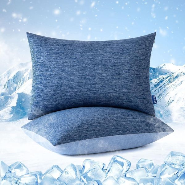 Kühlender Kissenbezug Arc-Chill Bambusfaser 50x65 cm 2er Set Blau