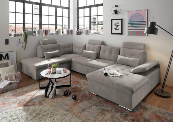 Couch in Taupe - Schlaffunktion und Bettkasten - Medan XXL