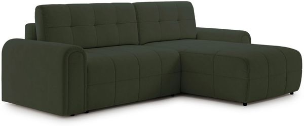 Selsey Simolla – Ecksofa mit Schlaffunktion und Bettkasten, rechts, Chenille, Olivgrün
