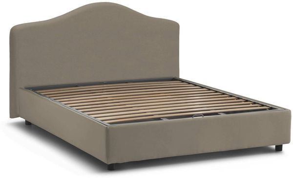 Dmora Abigael Doppelbett, Bettkasten mit Stoffbezug, 100 % Made in Italy, Öffnung vorne, geeignet für Matratze 160 x 190 cm, Taupe