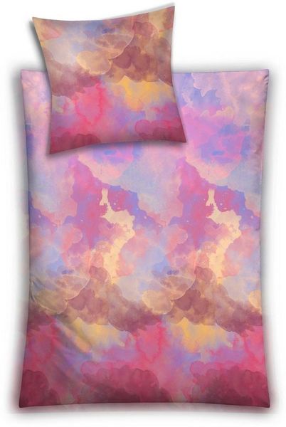 Kleine Wolke Bettwäsche Solero, Mako-Satin, 2 teilig, mit Aquarall-Print