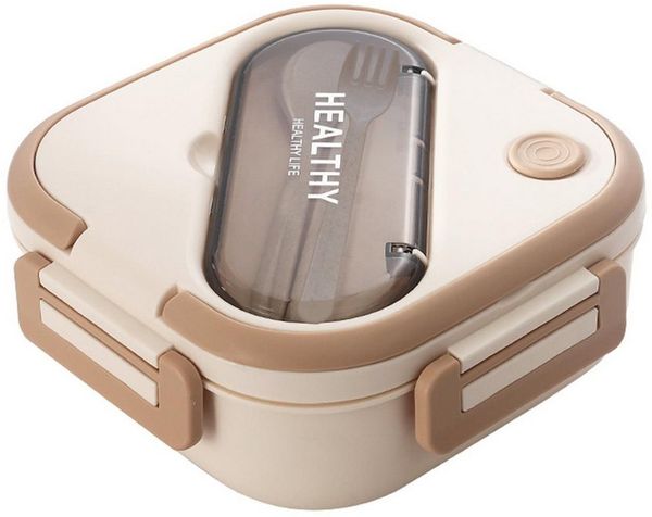 Fine Life Pro Lunchbox Bento-Box mit Gabel & Löffel,1300ml Essbox aus Lebensmittelsicherem PP, Mehrfachfächer, Leckdicht,Tragegriff, Ideal für Arbeit/Schulessen