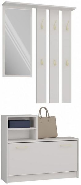 Raumhirsch Furniture Schuhschrank Garderoben-Set (Schuhschrank und 6 Kleiderhaken mit Spiegel) verschiedene Farben