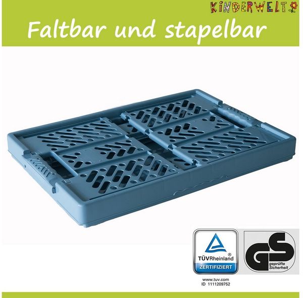 KiNDERWELT Klappbox 3x Premium Faltbox 45 L mit Soft-Touch Griffen, aus hochwertigem Kunststoff