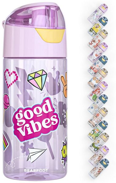BEARFOOT Trinkflasche Trinkflasche Kinder, leichte Wasserflasche - Sticker lila