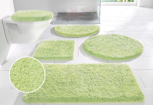 OTTO home Badematte Sanremo, Badvorleger, Badezimmer Teppich, sehr weich, Höhe 30 mm, rutschhemmend beschichtet, fußbodenheizungsgeeignet, schnell trocknend, Polyester, rechteckig, 3-tlg. Stand-WC Set, Badteppich, unifarben, rechteckig, rund & als 3-tl...