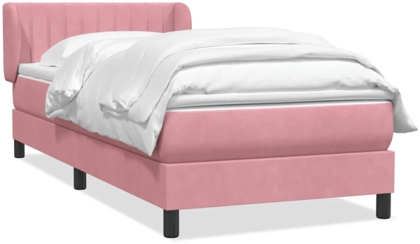 vidaXL Boxspringbett mit Matratze Rosa 90x220 cm Samt 3317726