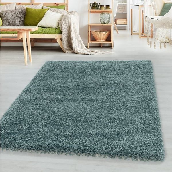 SIMPEX24 Teppich Unicolor - Einfarbig, Läufer, Höhe: 30 mm, Einfarbig Shaggy Teppich Wohnzimmer Langflor Versch. Farben und Größen