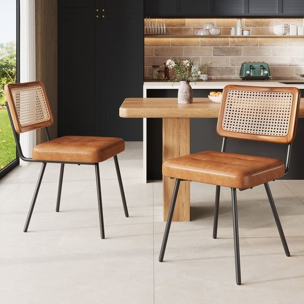 Ulife Esszimmerstuhl Rattan-Loungesessel, Schminkstuhl, Leichter Luxusstuhl, Retro-Stuhl (2 St), aus Kunstleder und Rattan – Ergonomisch, pflegeleicht & retro