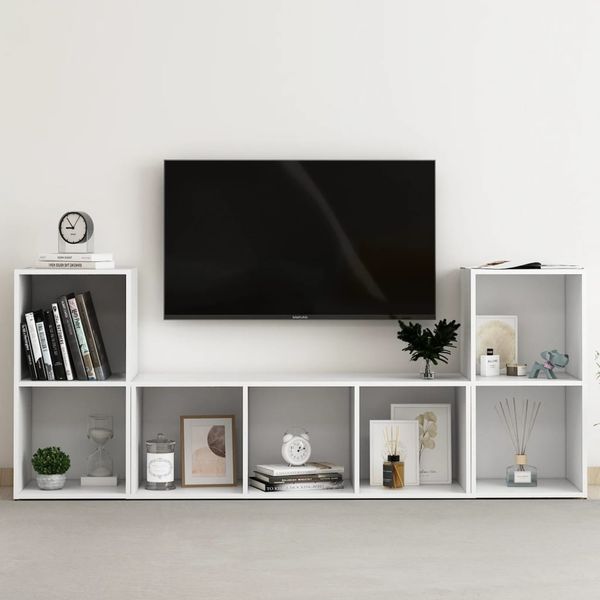 vidaXL 3-tlg. TV-Schrank-Set Weiß Spanplatte [3080015]