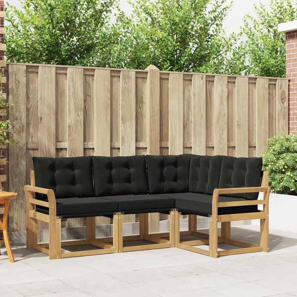 vidaXL Outdoor-Sofagarnitur mit Kissen 4 pcs Weiß und Schwarz 3389430