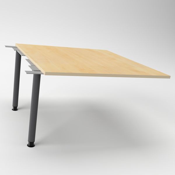 Rheinland Möbel Verkettungsplatte KONTI 120x130 cm – Erweiterungselement in Buche mit graphitfarbenen Rundrohrfüßen, Anbautisch für KONTI Konferenztische 280/400/520 cm