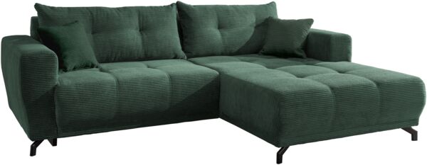 Polsterecke >Renard< elektrischer Sitzvorschub, Cord moosgrün - 177x80x246cm (BxHxT)