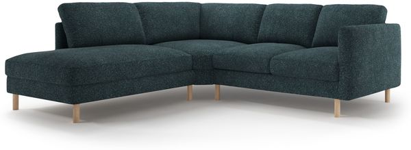 Micadoni Symmetrisches Ecksofa Eden 4-Sitzer Links Strukturierter Stoff Grün Blau Melange